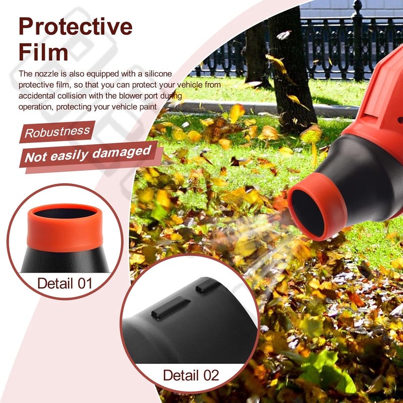 BERPSE Car Drying Nozzle for Milwaukee M18 Leaf Blower of 8" Long Car Drying Blowpipe, Fits 2724-20 & 2728-20 with Red Soft Tip Cover - Image 3